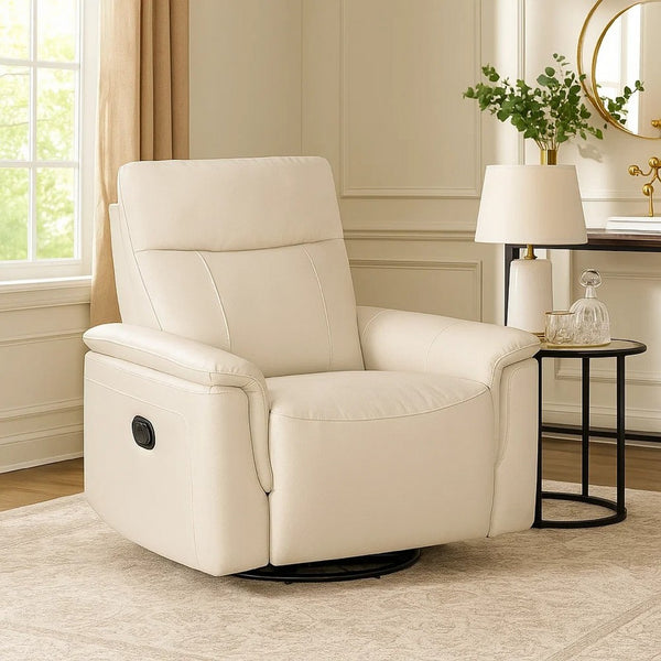 Jen Manual Swivel Glider Reclining Chair, Taupe Top Grain Leather - BM345322