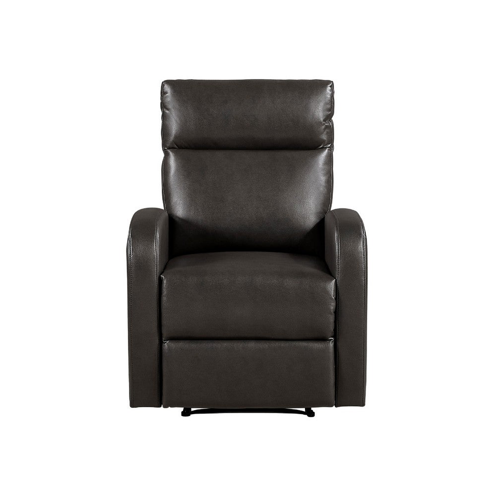 Mey Wall Hugger Manual Recliner Chair w Pocket, Dark Brown Faux Leather - BM345323