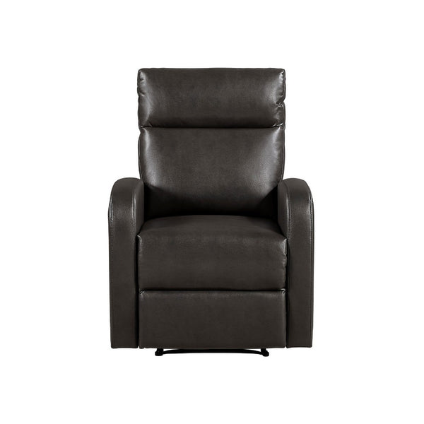 Mey Wall Hugger Manual Recliner Chair w Pocket, Dark Brown Faux Leather - BM345323