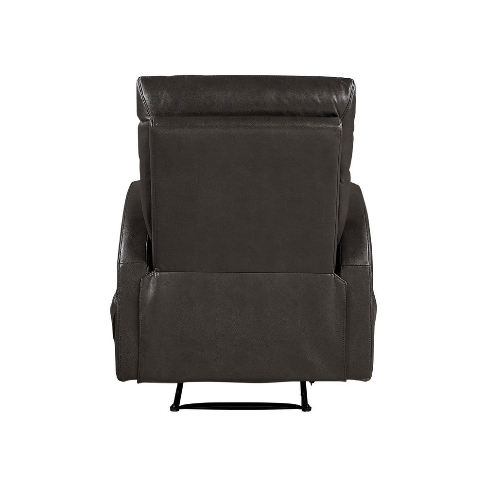 Mey Wall Hugger Manual Recliner Chair w Pocket, Dark Brown Faux Leather - BM345323