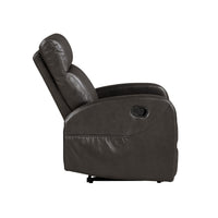 Mey Wall Hugger Manual Recliner Chair w Pocket, Dark Brown Faux Leather - BM345323