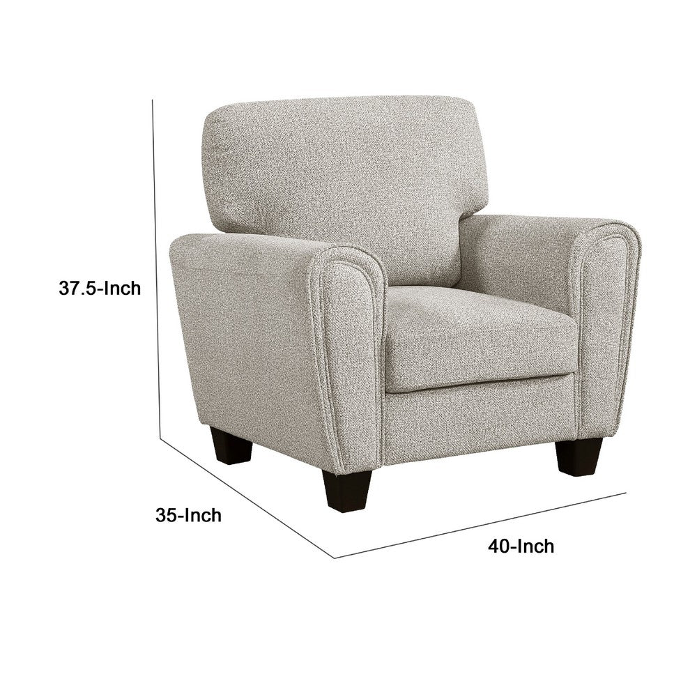 Loi Sofa Armchair with Reversible Cushion, Transitional Gray Chenille - BM345326