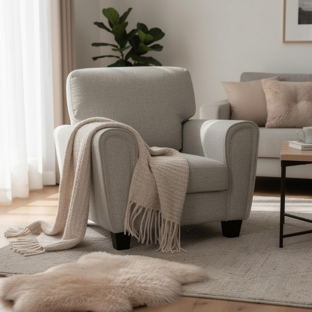 Loi Sofa Armchair with Reversible Cushion, Transitional Gray Chenille - BM345326