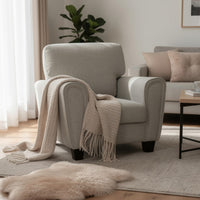 Loi Sofa Armchair with Reversible Cushion, Transitional Gray Chenille - BM345326