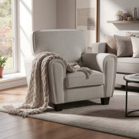 Loi Sofa Armchair with Reversible Cushion, Transitional Gray Chenille - BM345326