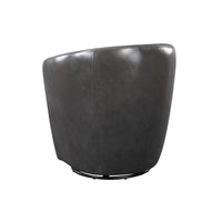 Dey Swivel Barrel Chair with Curved Back, Smoky Gray Top Grain Leather - BM345329