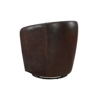 Dey Swivel Barrel Chair with Curved Back, Bronze Top Grain Leather - BM345330