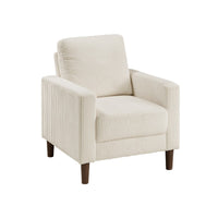 Cey Sofa Armchair, Beige Corduroy Upholstery, Modern Style Brown Legs - BM345331