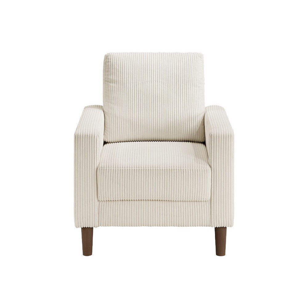 Cey Sofa Armchair, Beige Corduroy Upholstery, Modern Style Brown Legs - BM345331