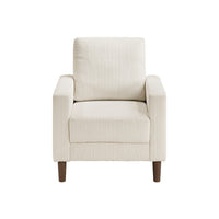 Cey Sofa Armchair, Beige Corduroy Upholstery, Modern Style Brown Legs - BM345331