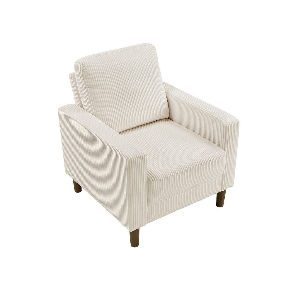 Cey Sofa Armchair, Beige Corduroy Upholstery, Modern Style Brown Legs - BM345331