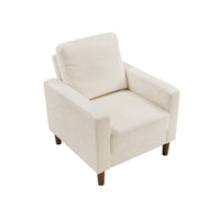 Cey Sofa Armchair, Beige Corduroy Upholstery, Modern Style Brown Legs - BM345331