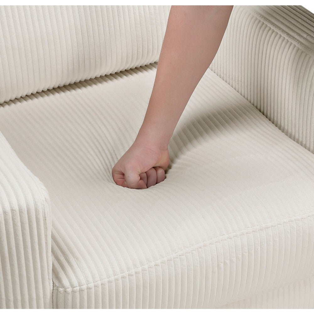 Cey Sofa Armchair, Beige Corduroy Upholstery, Modern Style Brown Legs - BM345331