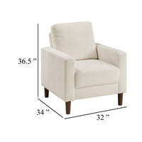 Cey Sofa Armchair, Beige Corduroy Upholstery, Modern Style Brown Legs - BM345331