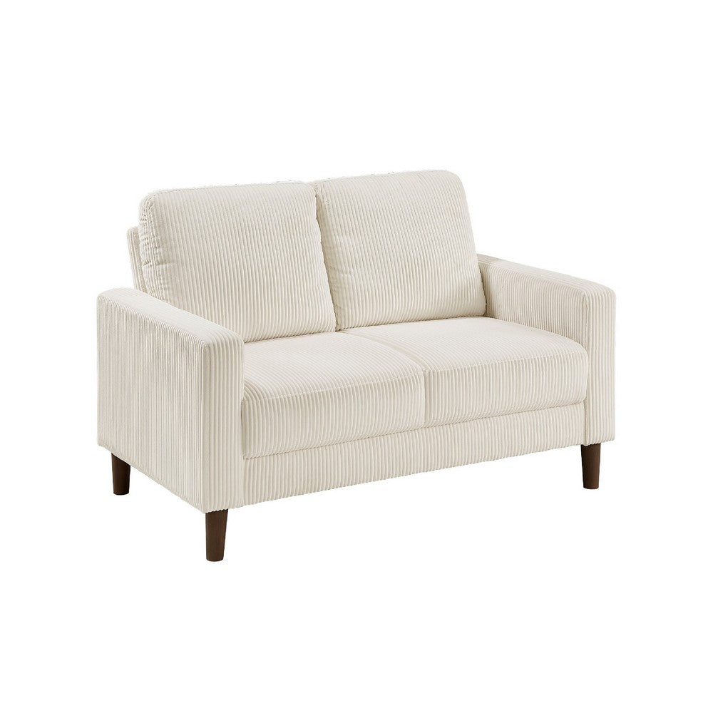 Cey Loveseat, Beige Corduroy Upholstery, Modern Style Brown Legs, 55 Inch - BM345332