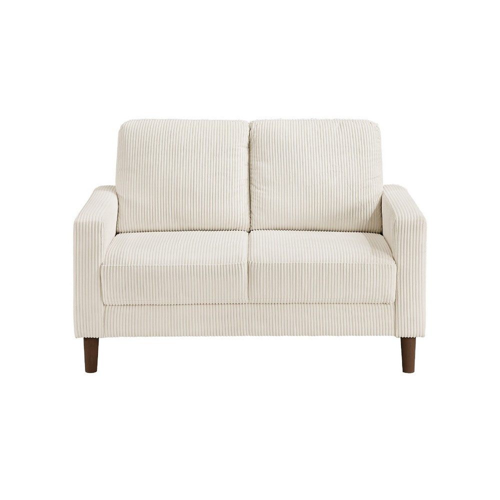 Cey Loveseat, Beige Corduroy Upholstery, Modern Style Brown Legs, 55 Inch - BM345332