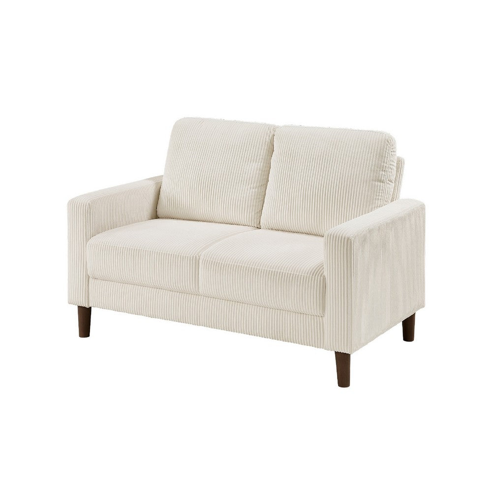Cey Loveseat, Beige Corduroy Upholstery, Modern Style Brown Legs, 55 Inch - BM345332