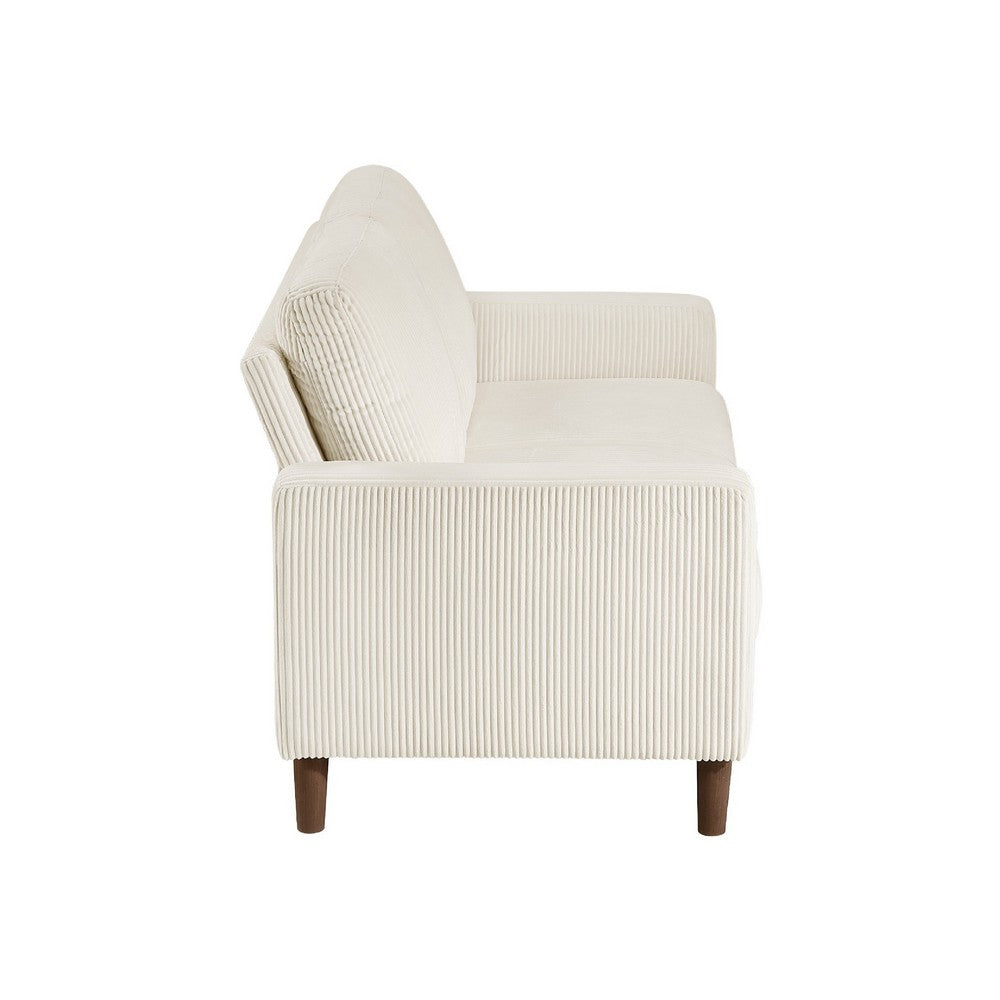 Cey Loveseat, Beige Corduroy Upholstery, Modern Style Brown Legs, 55 Inch - BM345332