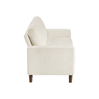 Cey Loveseat, Beige Corduroy Upholstery, Modern Style Brown Legs, 55 Inch - BM345332