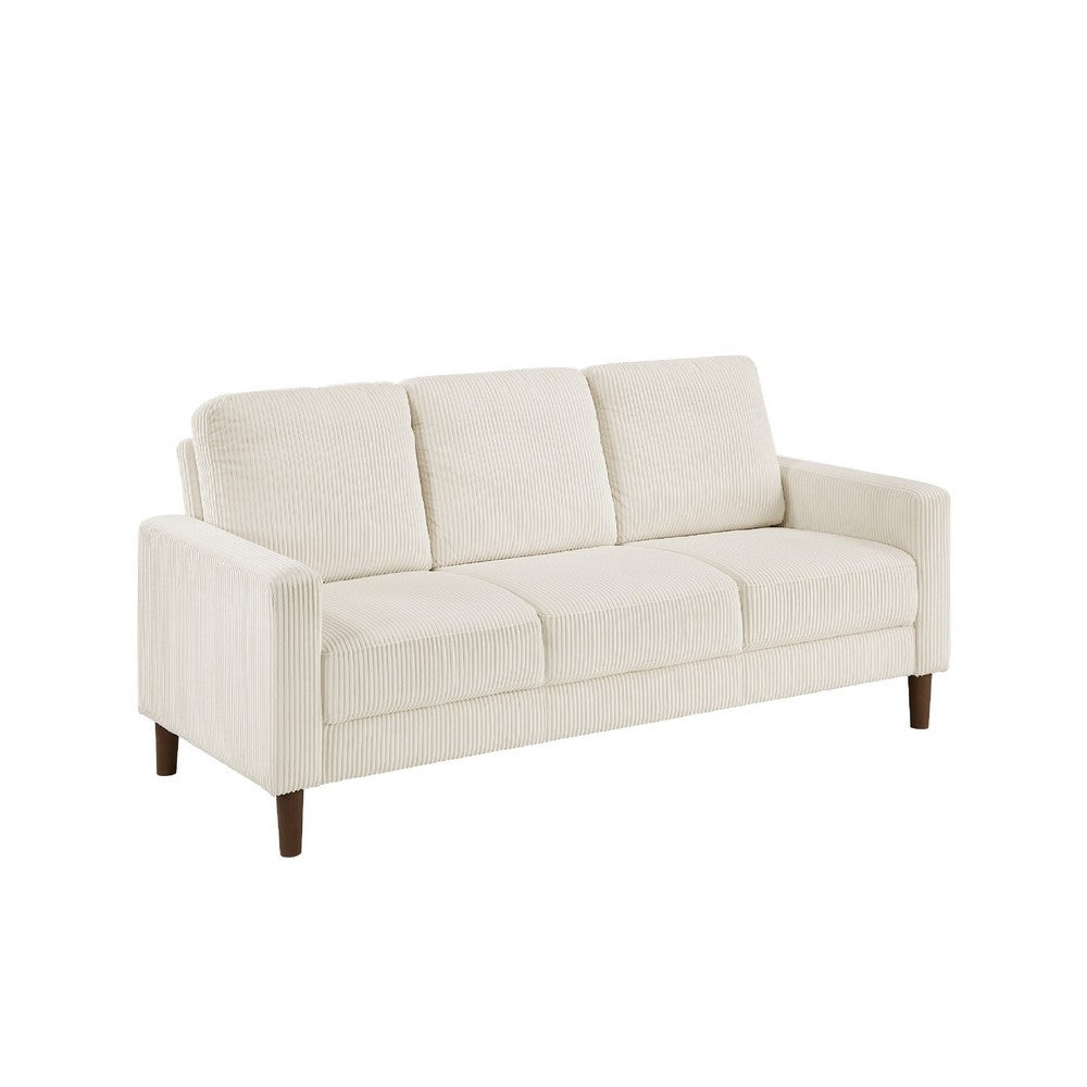 Cey Sofa, Beige Corduroy Upholstery, Modern Style Brown Legs, 77 Inch - BM345333