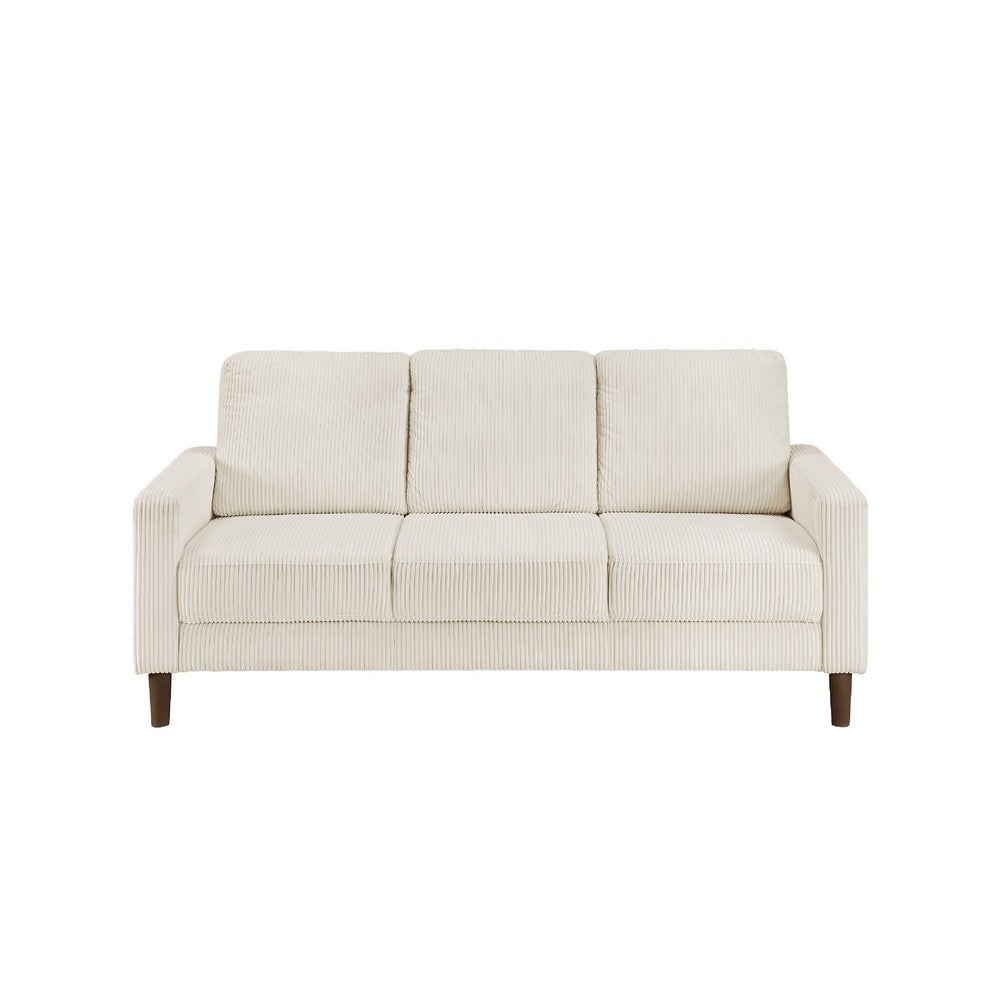 Cey Sofa, Beige Corduroy Upholstery, Modern Style Brown Legs, 77 Inch - BM345333