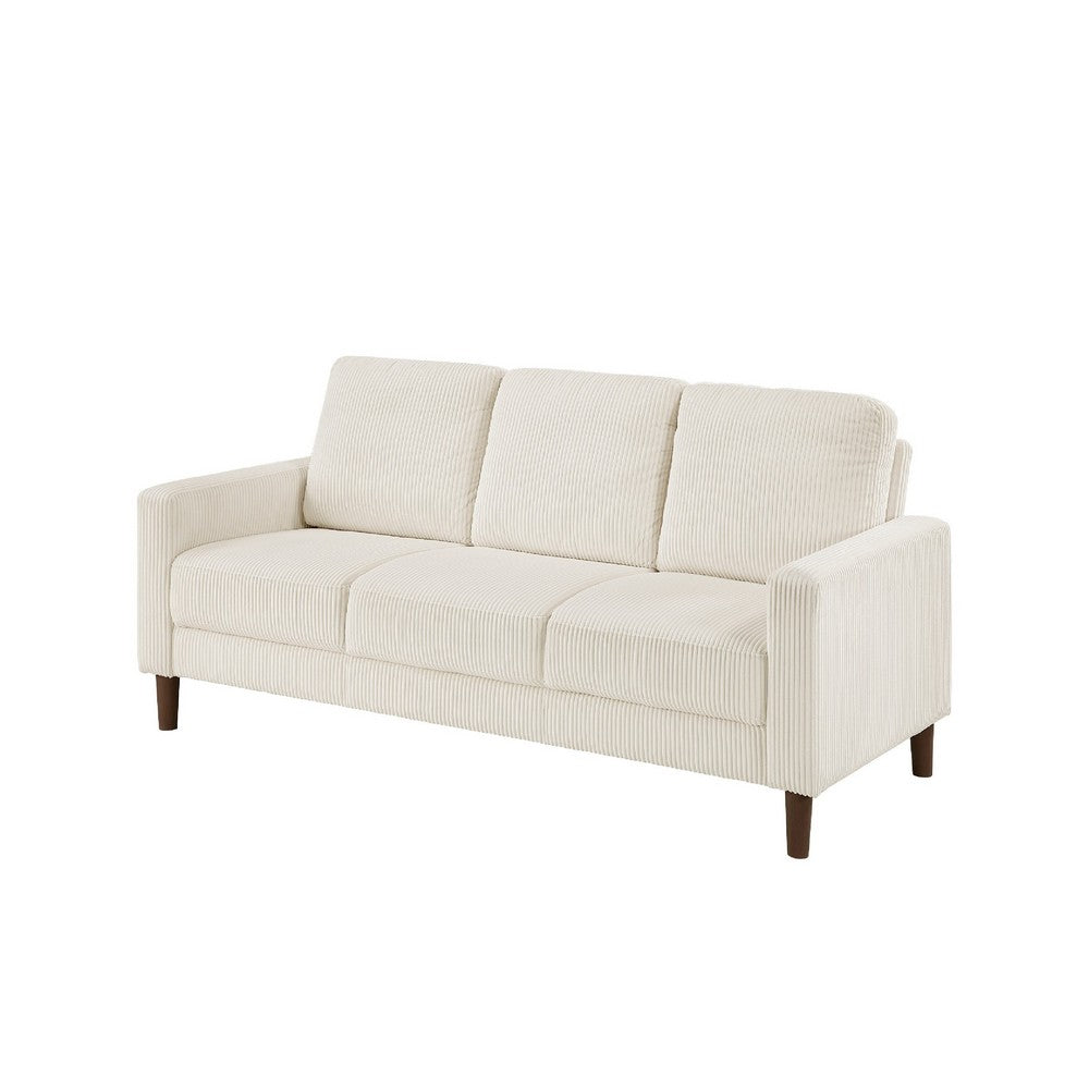 Cey Sofa, Beige Corduroy Upholstery, Modern Style Brown Legs, 77 Inch - BM345333