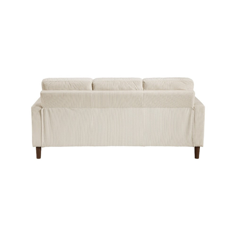 Cey Sofa, Beige Corduroy Upholstery, Modern Style Brown Legs, 77 Inch - BM345333
