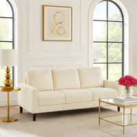 Cey Sofa, Beige Corduroy Upholstery, Modern Style Brown Legs, 77 Inch - BM345333