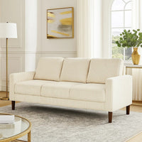 Cey Sofa, Beige Corduroy Upholstery, Modern Style Brown Legs, 77 Inch - BM345333