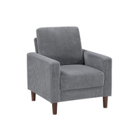 Cey Sofa Armchair, Gray Corduroy Upholstery, Modern Style Brown Legs - BM345334