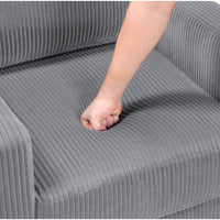 Cey Sofa Armchair, Gray Corduroy Upholstery, Modern Style Brown Legs - BM345334