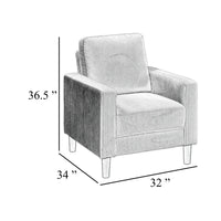 Cey Sofa Armchair, Gray Corduroy Upholstery, Modern Style Brown Legs - BM345334