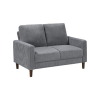 Cey Loveseat, Gray Corduroy Upholstery, Modern Style Brown Legs, 55 Inch - BM345335