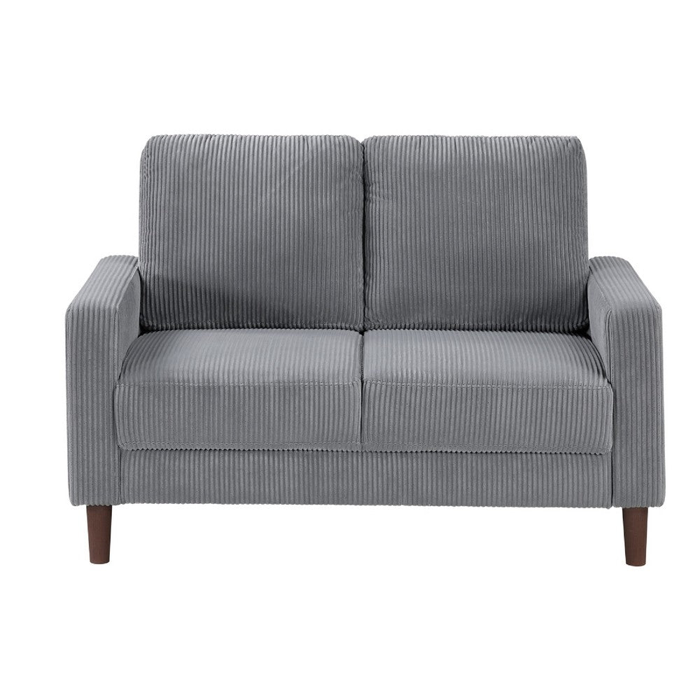 Cey Loveseat, Gray Corduroy Upholstery, Modern Style Brown Legs, 55 Inch - BM345335
