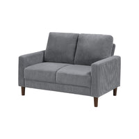 Cey Loveseat, Gray Corduroy Upholstery, Modern Style Brown Legs, 55 Inch - BM345335