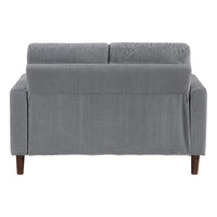 Cey Loveseat, Gray Corduroy Upholstery, Modern Style Brown Legs, 55 Inch - BM345335