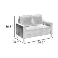 Cey Loveseat, Gray Corduroy Upholstery, Modern Style Brown Legs, 55 Inch - BM345335