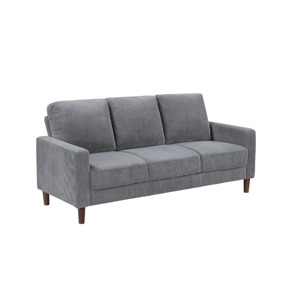 Cey Sofa, Gray Corduroy Upholstery, Modern Style Brown Legs, 77 Inch - BM345336