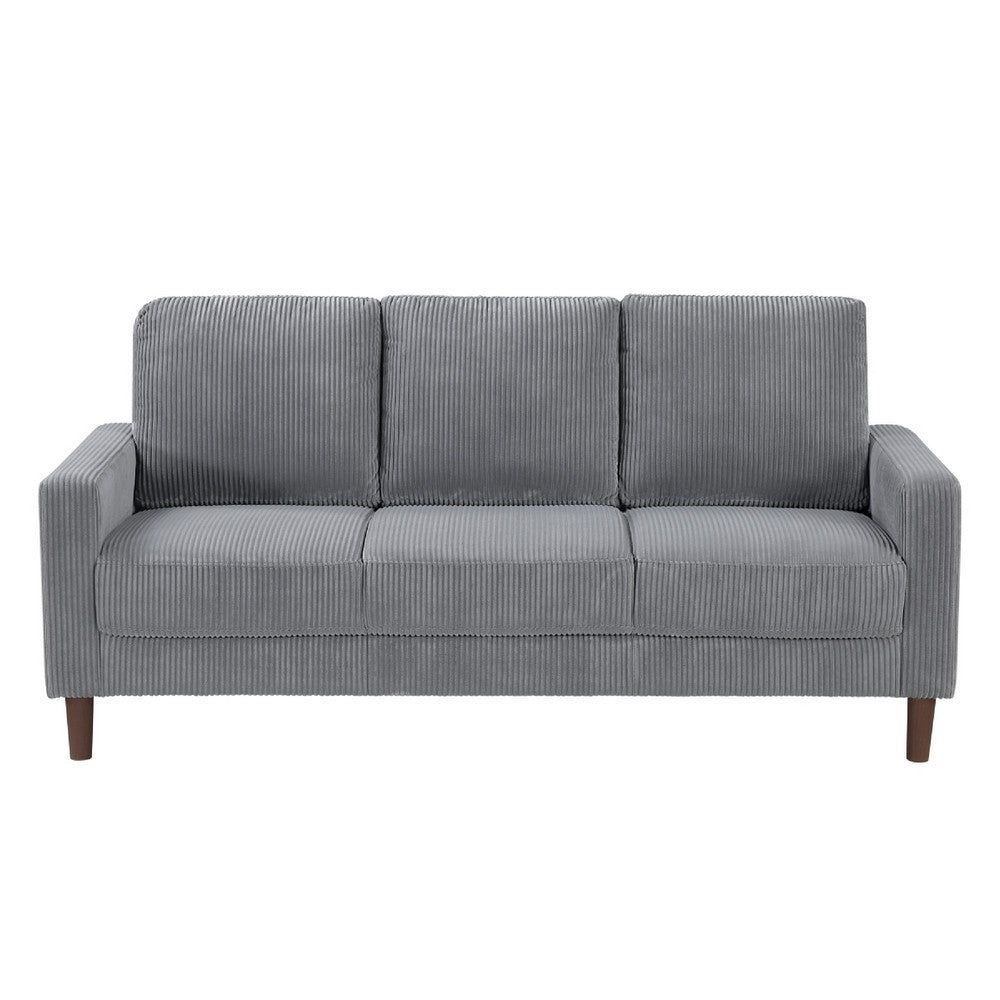Cey Sofa, Gray Corduroy Upholstery, Modern Style Brown Legs, 77 Inch - BM345336