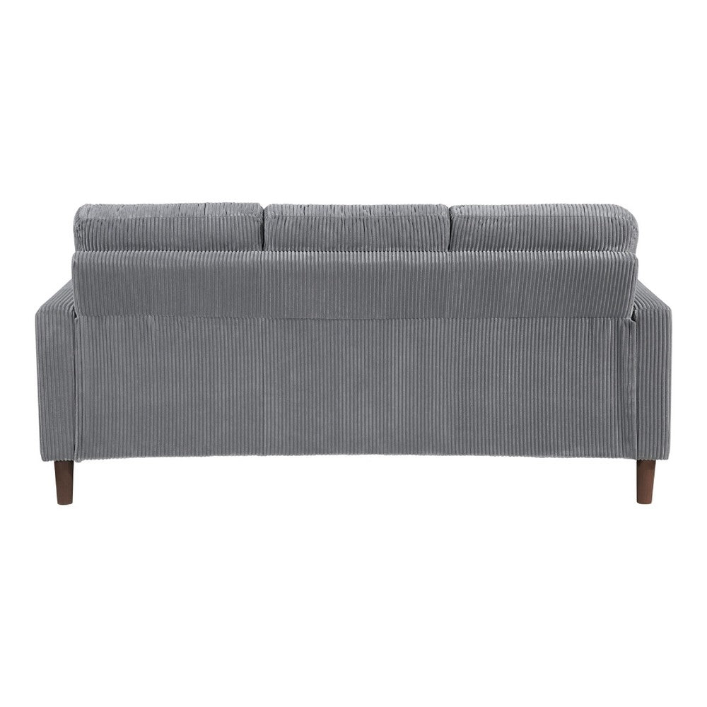Cey Sofa, Gray Corduroy Upholstery, Modern Style Brown Legs, 77 Inch - BM345336