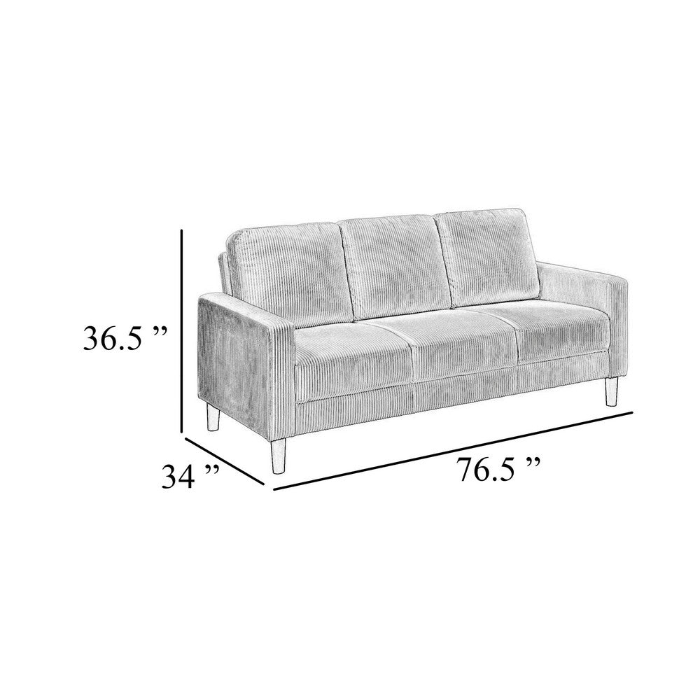 Cey Sofa, Gray Corduroy Upholstery, Modern Style Brown Legs, 77 Inch - BM345336