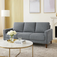 Cey Sofa, Gray Corduroy Upholstery, Modern Style Brown Legs, 77 Inch - BM345336