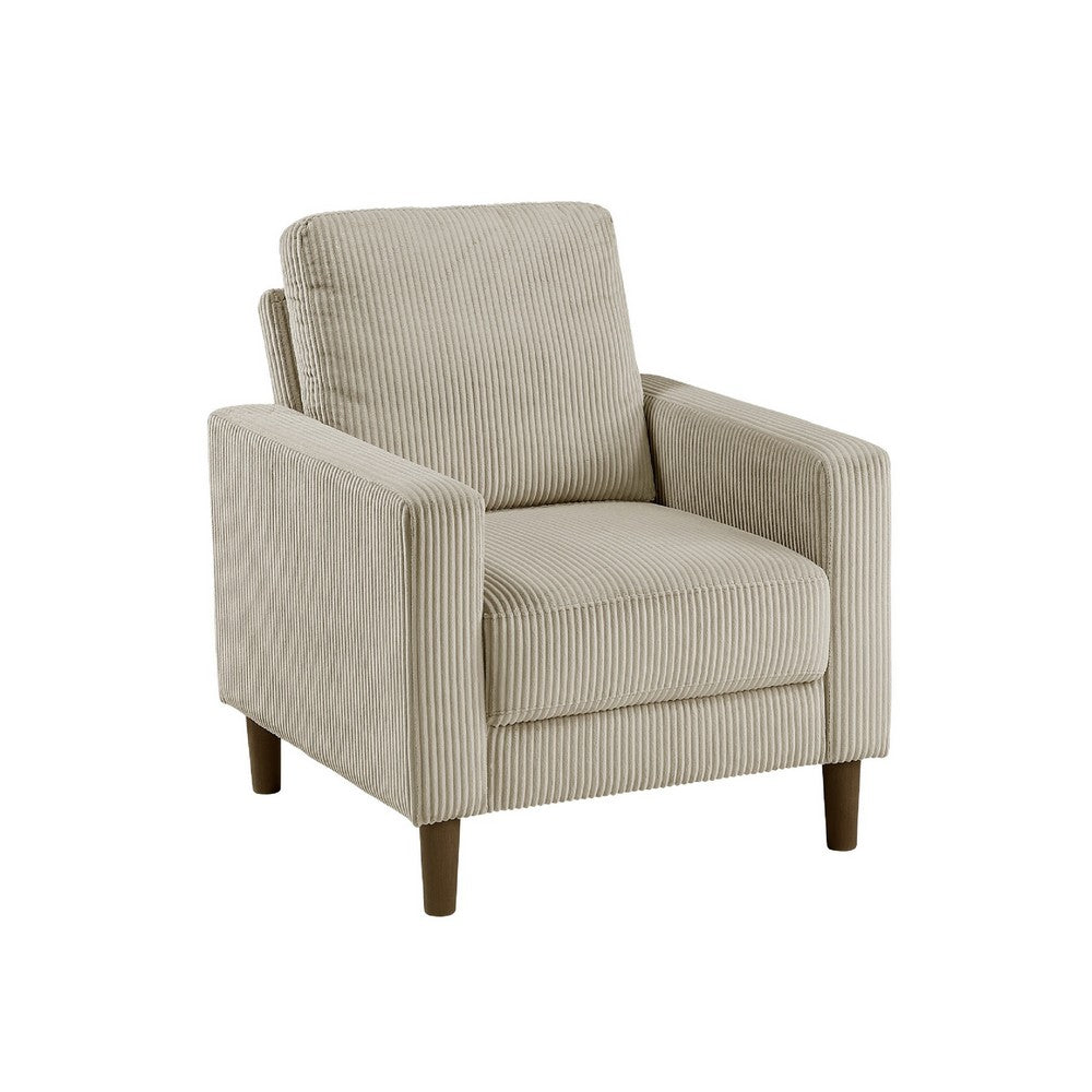 Cey Sofa Armchair, Taupe Corduroy Upholstery, Modern Style Brown Legs - BM345337