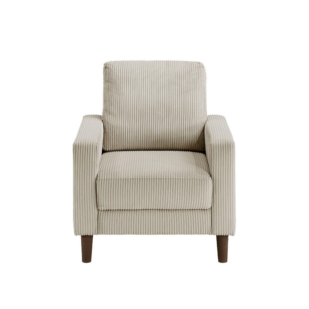 Cey Sofa Armchair, Taupe Corduroy Upholstery, Modern Style Brown Legs - BM345337