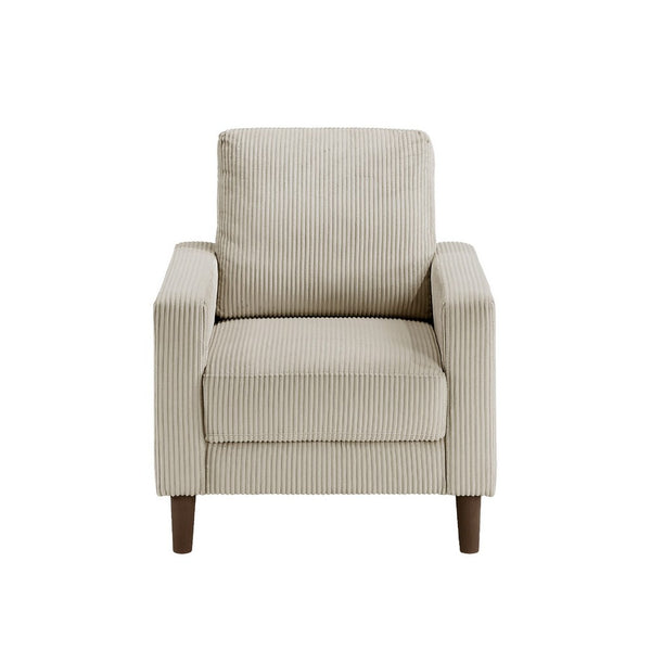 Cey Sofa Armchair, Taupe Corduroy Upholstery, Modern Style Brown Legs - BM345337