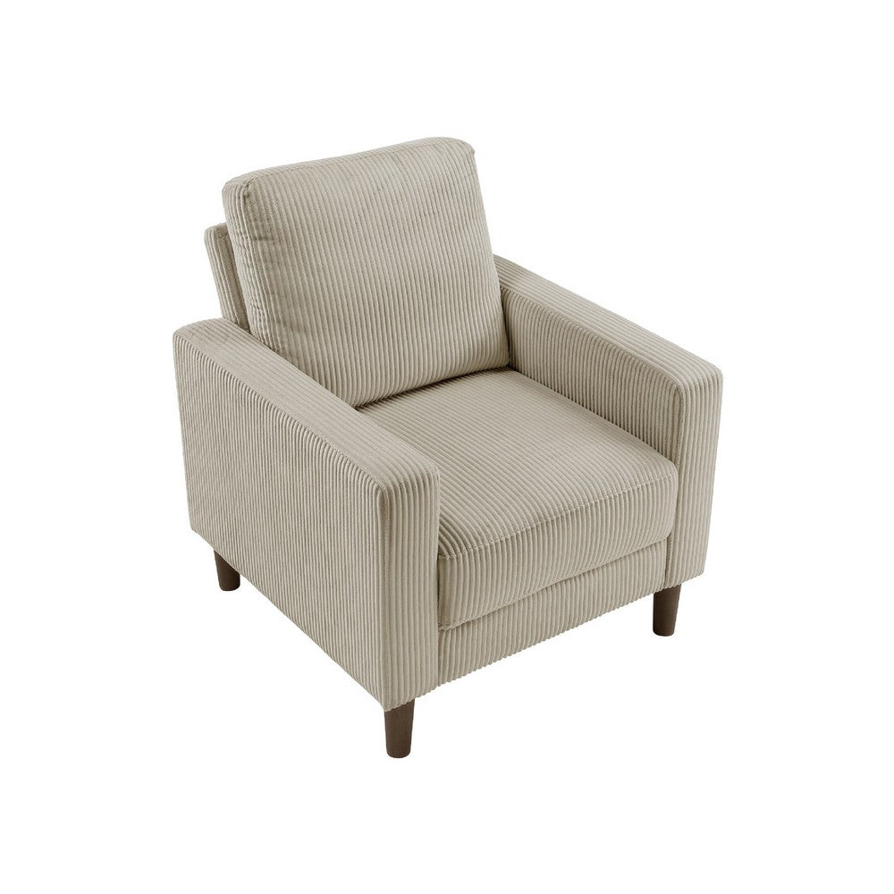 Cey Sofa Armchair, Taupe Corduroy Upholstery, Modern Style Brown Legs - BM345337