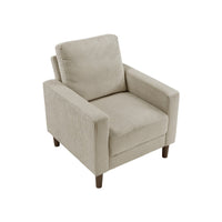 Cey Sofa Armchair, Taupe Corduroy Upholstery, Modern Style Brown Legs - BM345337