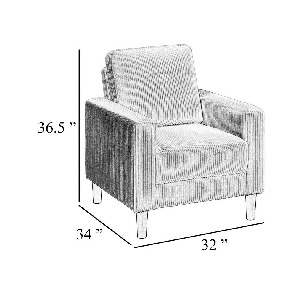 Cey Sofa Armchair, Taupe Corduroy Upholstery, Modern Style Brown Legs - BM345337