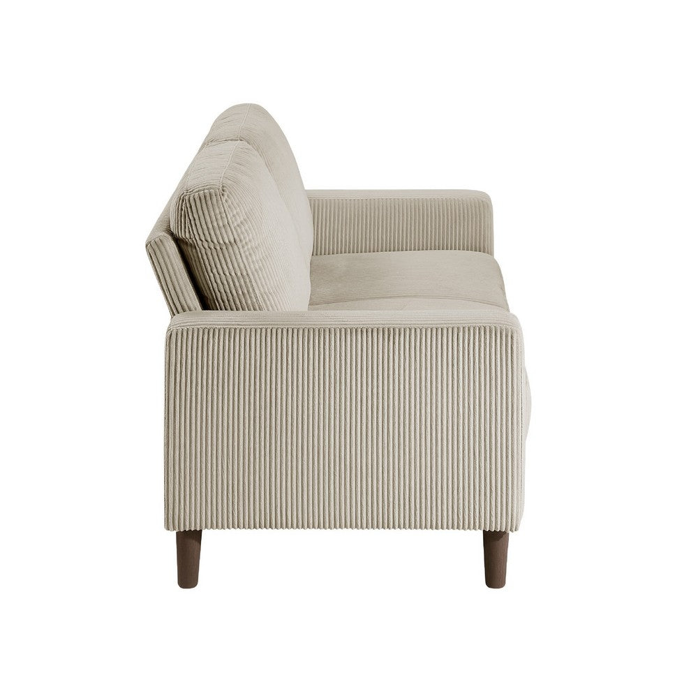 Cey Loveseat, Taupe Corduroy Upholstery, Modern Style Brown Legs, 55 Inch - BM345338