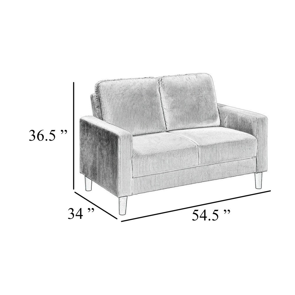 Cey Loveseat, Taupe Corduroy Upholstery, Modern Style Brown Legs, 55 Inch - BM345338